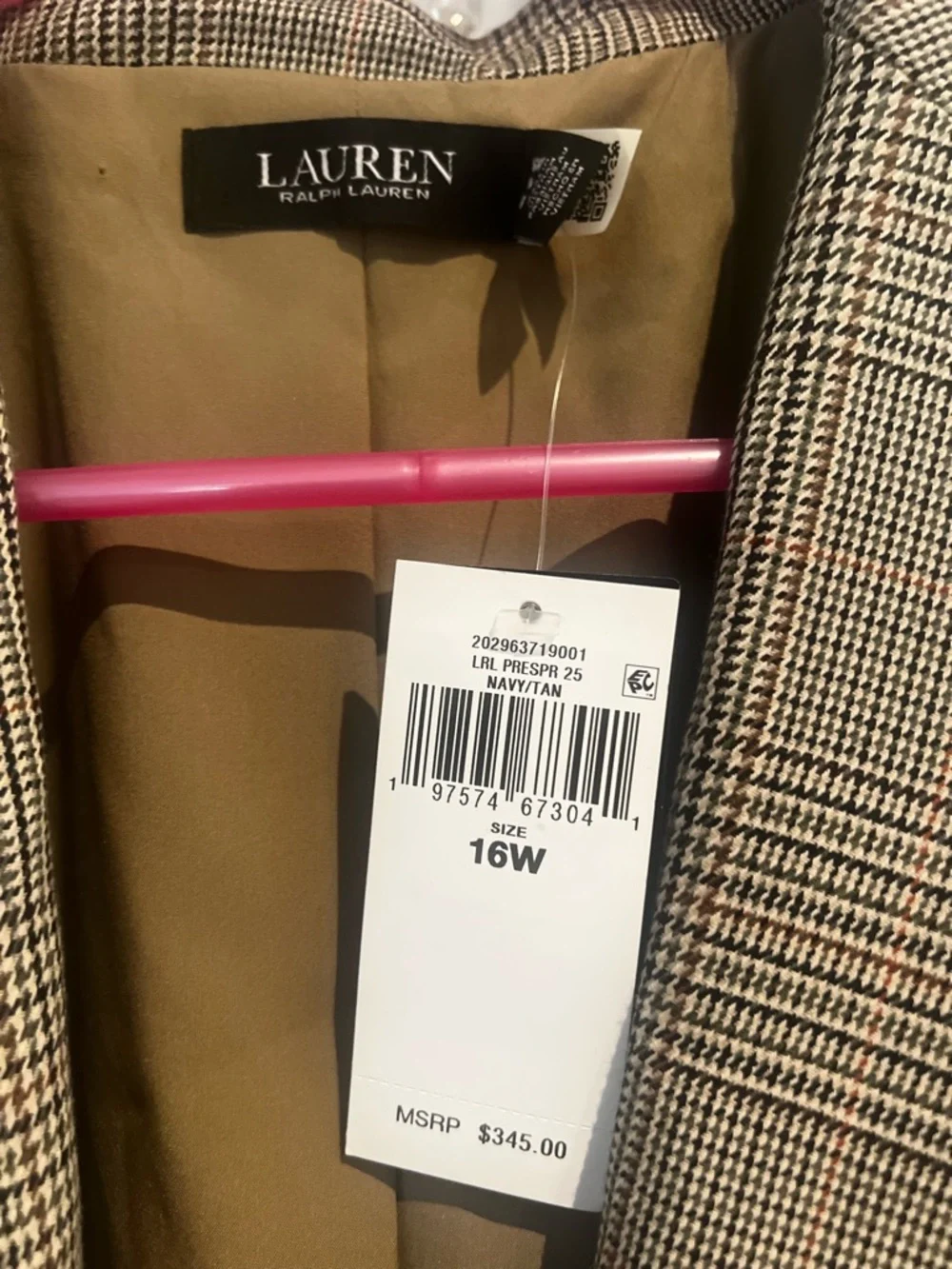 RALPH LAUREN WOMEN'S  GLEN PLAID COTTON-BLEND TWILL BLAZER NWT - Picture 5 of 5